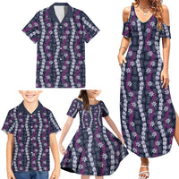 Pikake Maile Tiare Lei Family Matching Summer Maxi Dress and Hawaiian Shirt Poni Lauhala Pattern LT01 - Polynesian Pride
