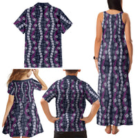 Pikake Maile Tiare Lei Family Matching Tank Maxi Dress and Hawaiian Shirt Poni Lauhala Pattern LT01 - Polynesian Pride