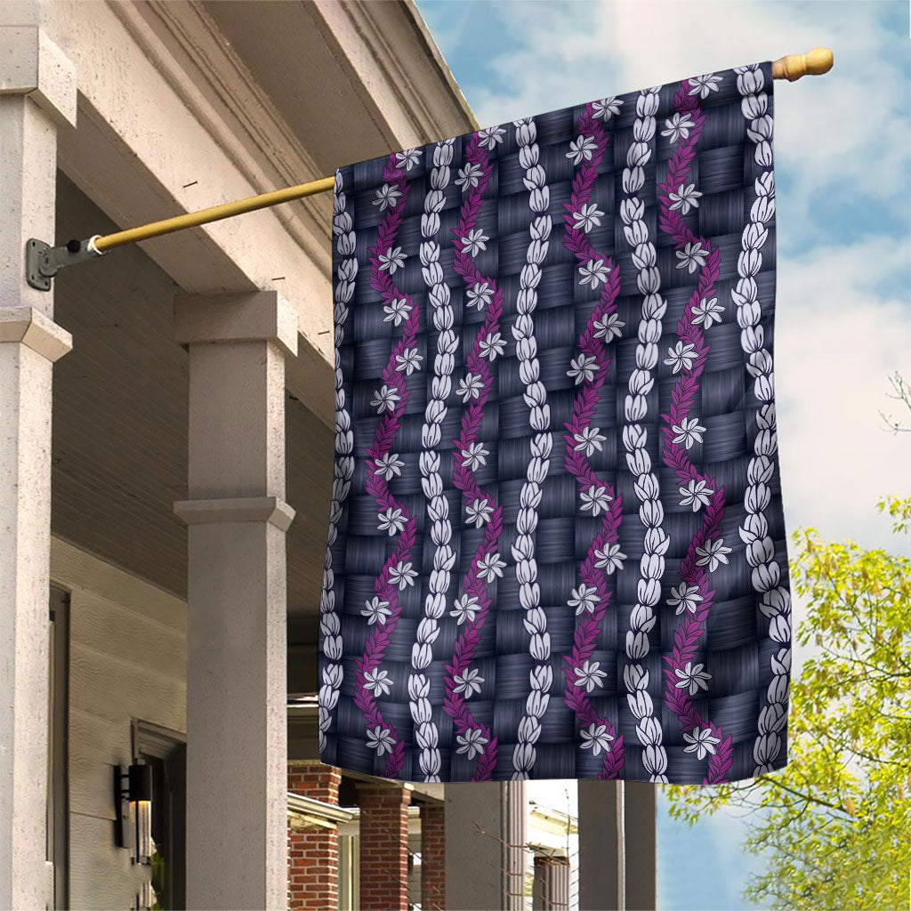 Pikake Maile Tiare Lei Garden Flag Poni Lauhala Pattern LT01 House Flag Purple - Polynesian Pride