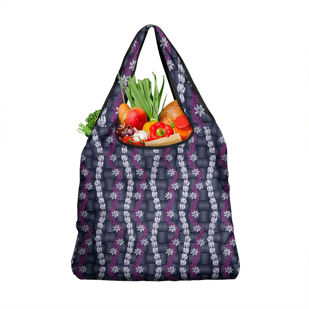 Pikake Maile Tiare Lei Grocery Bag Poni Lauhala Pattern LT01 1-pack One Size Purple - Polynesian Pride