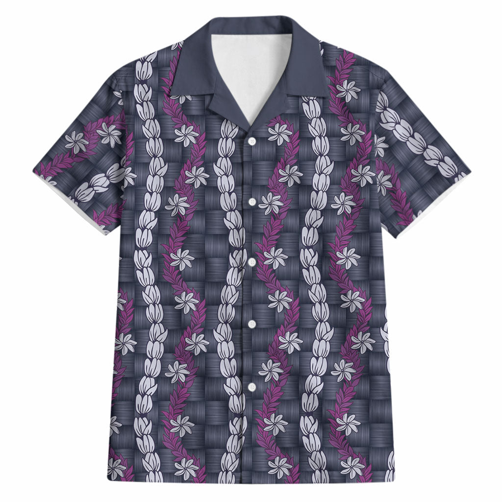 Pikake Maile Tiare Lei Hawaiian Shirt Poni Lauhala Pattern LT01 Purple - Polynesian Pride