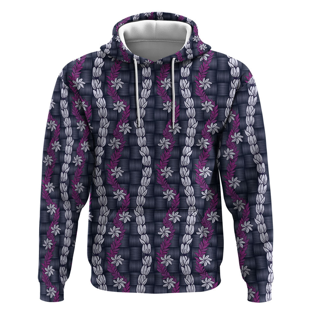 Pikake Maile Tiare Lei Hoodie Poni Lauhala Pattern LT01 Pullover Hoodie Purple - Polynesian Pride