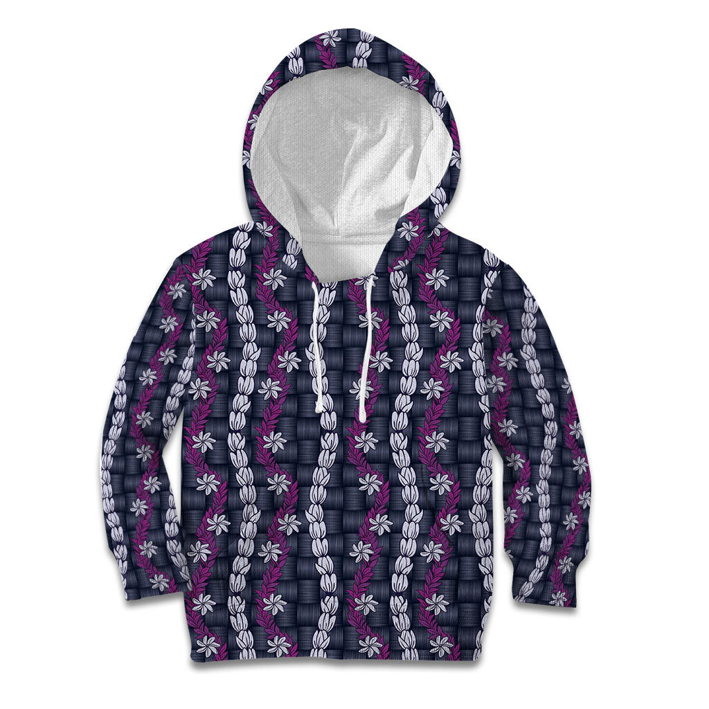 Pikake Maile Tiare Lei Kid Hoodie Poni Lauhala Pattern LT01 Hoodie Purple - Polynesian Pride