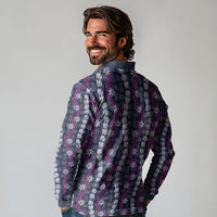 Pikake Maile Tiare Lei Long Sleeve Polo Shirt Poni Lauhala Pattern