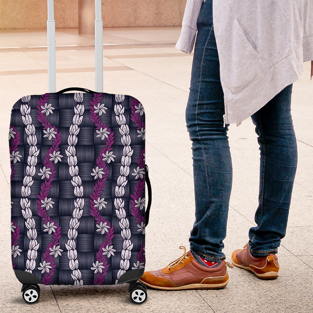 Pikake Maile Tiare Lei Luggage Cover Poni Lauhala Pattern LT01 Purple - Polynesian Pride