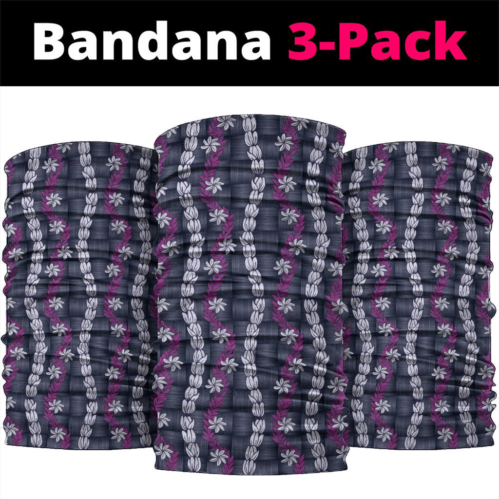 Pikake Maile Tiare Lei Neck Gaiter Poni Lauhala Pattern LT01 package One Size: 25*50cm Purple - Polynesian Pride