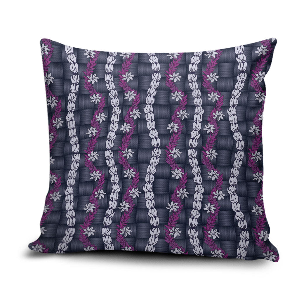 Pikake Maile Tiare Lei Pillow Cover Poni Lauhala Pattern LT01 Purple - Polynesian Pride