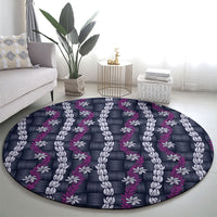 Pikake Maile Tiare Lei Round Carpet Poni Lauhala Pattern