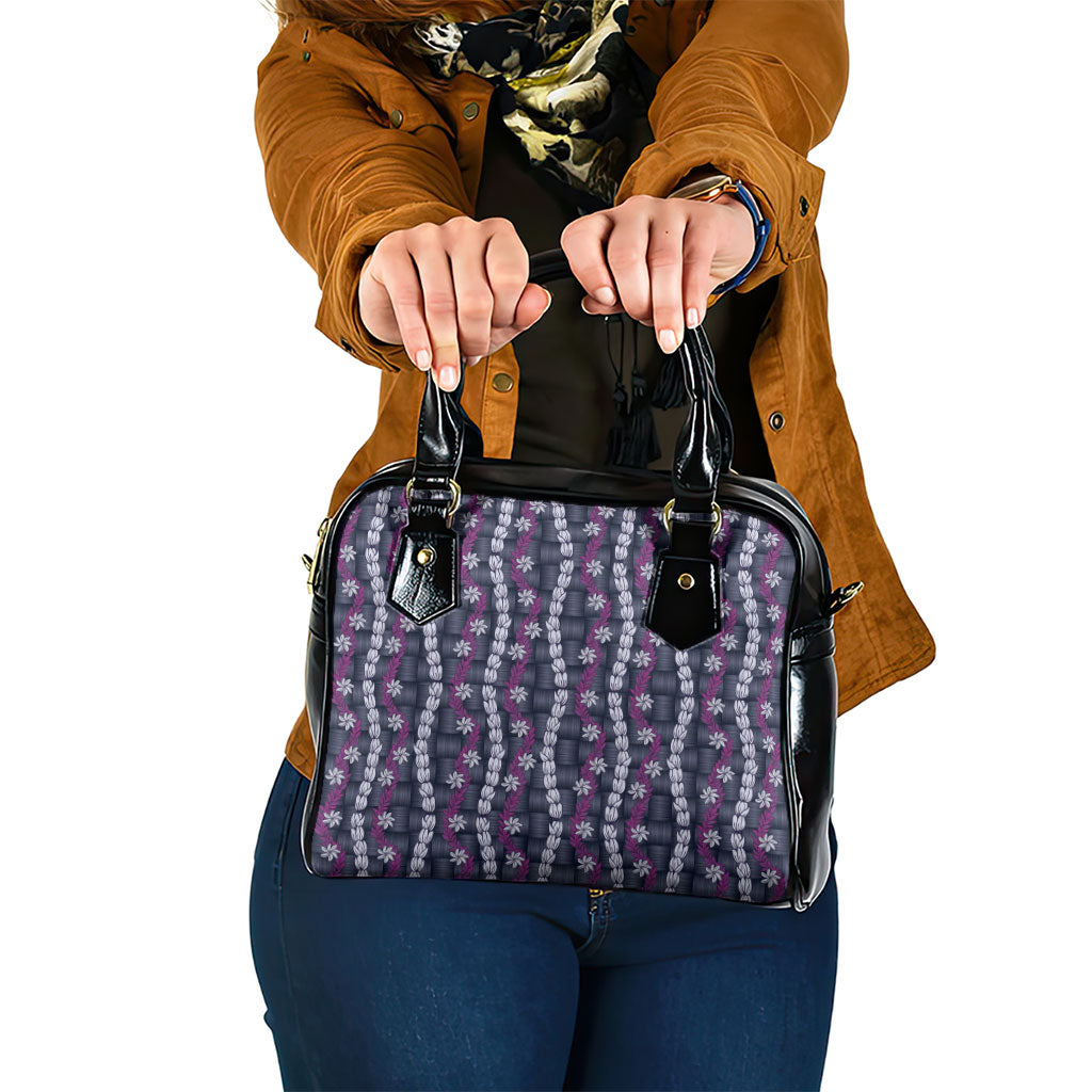 Pikake Maile Tiare Lei Shoulder Handbag Poni Lauhala Pattern LT01 One Size Purple - Polynesian Pride