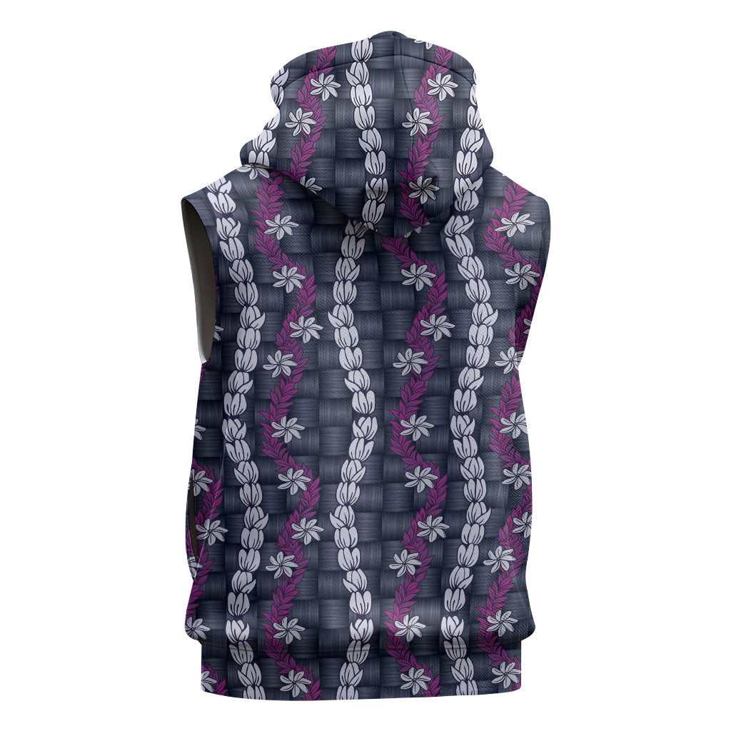 Pikake Maile Tiare Lei Sleeveless Hoodie Poni Lauhala Pattern