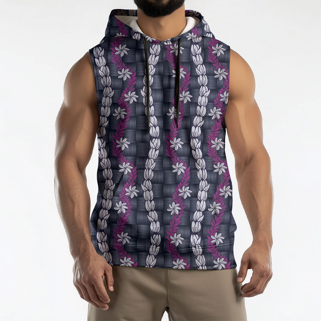 Pikake Maile Tiare Lei Sleeveless Hoodie Poni Lauhala Pattern