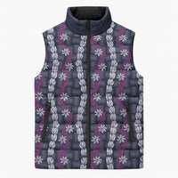 Pikake Maile Tiare Lei Sleeveless Puffer Jacket Poni Lauhala Pattern
