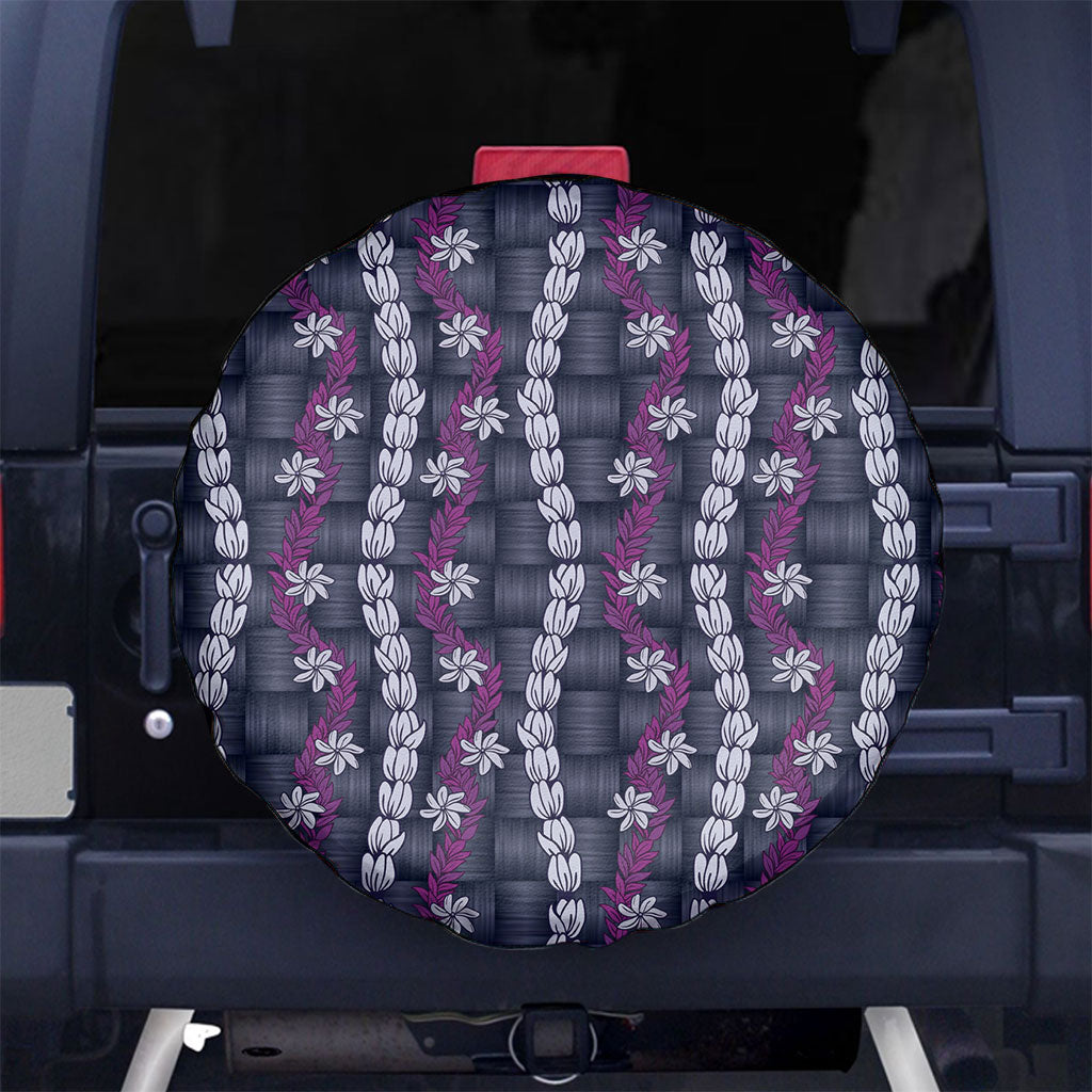 Pikake Maile Tiare Lei Spare Tire Cover Poni Lauhala Pattern LT01 No hole Purple - Polynesian Pride
