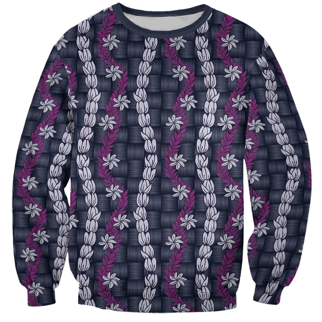 Pikake Maile Tiare Lei Sweatshirt Poni Lauhala Pattern