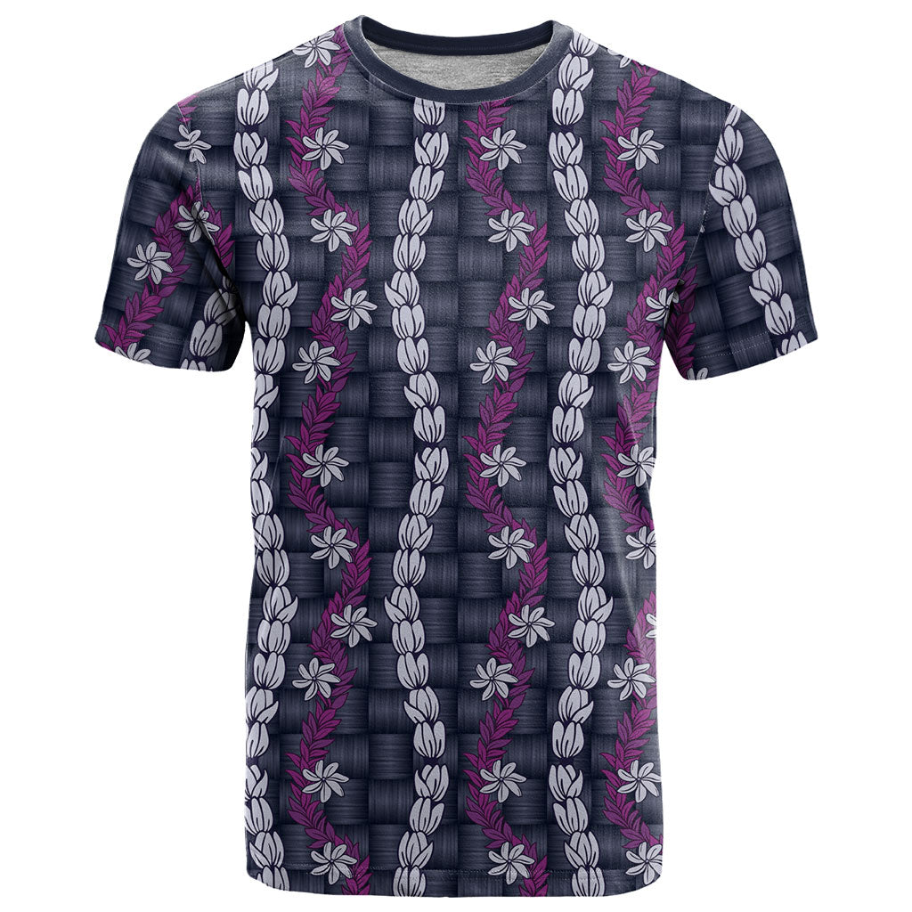 Pikake Maile Tiare Lei T Shirt Poni Lauhala Pattern LT01 Purple - Polynesian Pride