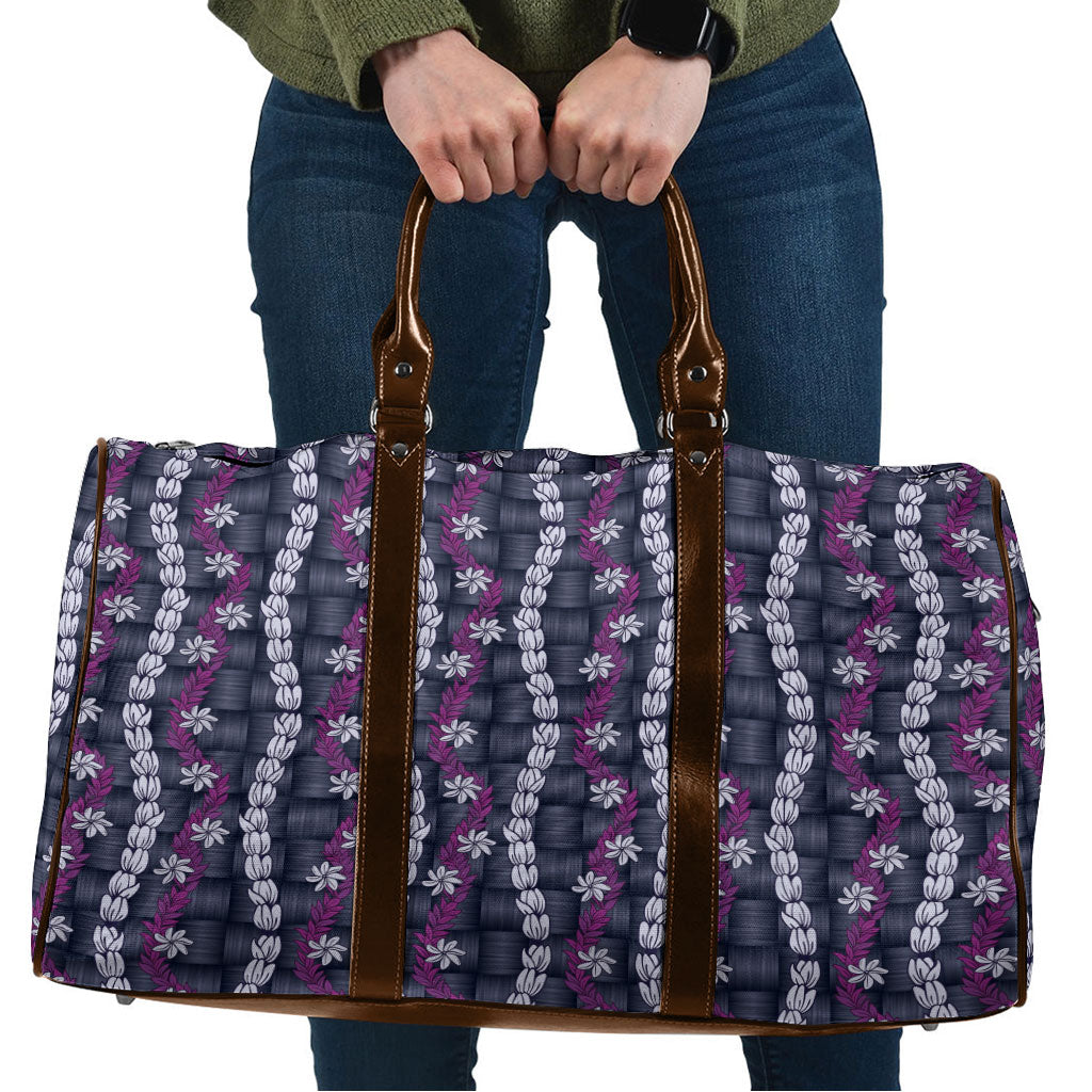 Pikake Maile Tiare Lei Travel Bag Poni Lauhala Pattern LT01 Purple - Polynesian Pride