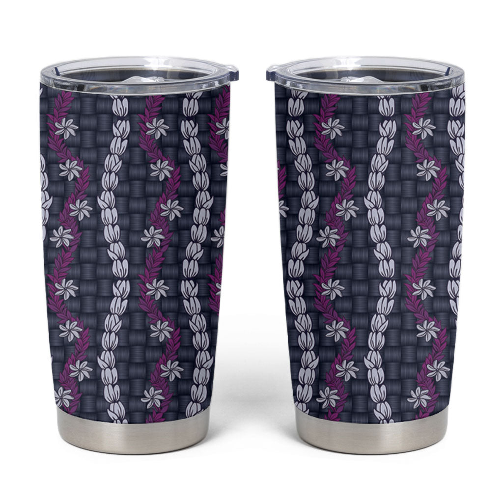 Pikake Maile Tiare Lei Tumbler Cup Poni Lauhala Pattern LT01 Purple - Polynesian Pride