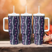 Pikake Maile Tiare Lei Tumbler With Handle Poni Lauhala Pattern