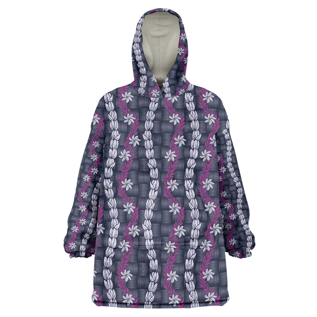 Pikake Maile Tiare Lei Wearable Blanket Hoodie Poni Lauhala Pattern LT01 One Size Purple - Polynesian Pride