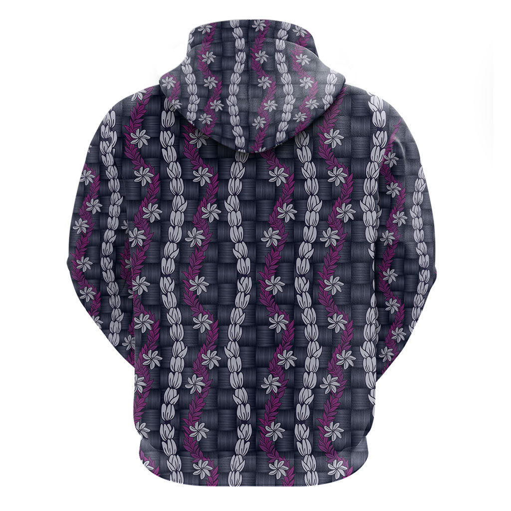 Pikake Maile Tiare Lei Zip Hoodie Poni Lauhala Pattern