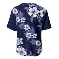 Hawaiian Hibiscus Tribal Floral Blue Baseball Jersey Polynesian Tapa Pattern LT01 - Polynesian Pride
