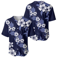 Hawaiian Hibiscus Tribal Floral Blue Baseball Jersey Polynesian Tapa Pattern LT01 - Polynesian Pride