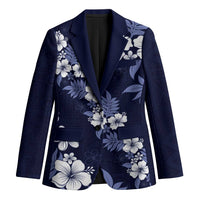 Hawaiian Hibiscus Tribal Floral Blue Blazer Polynesian Tapa Pattern LT01 Unisex Blue - Polynesian Pride