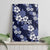 Hawaiian Hibiscus Tribal Floral Blue Canvas Wall Art Polynesian Tapa Pattern - Polynesian Pride