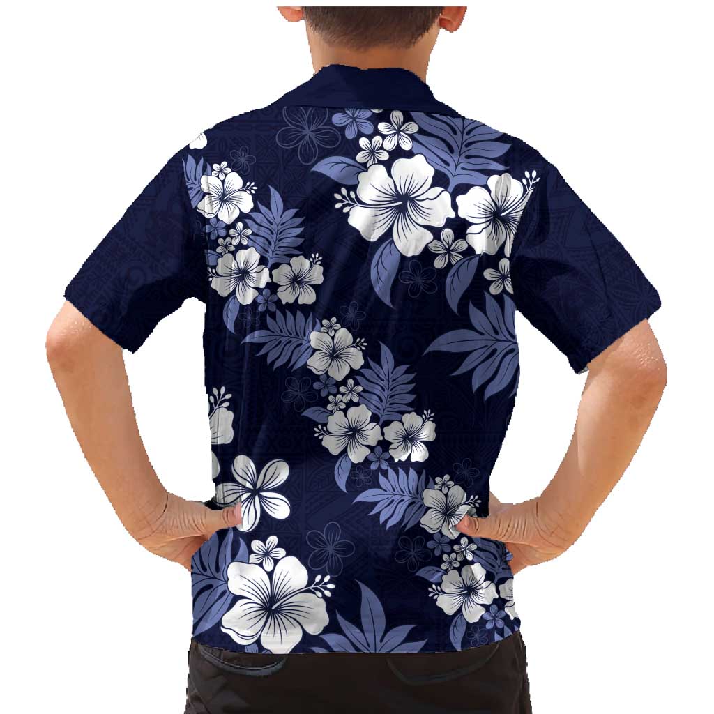 Hawaiian Hibiscus Tribal Floral Blue Family Matching Mermaid Dress and Hawaiian Shirt Polynesian Tapa Pattern LT01 - Polynesian Pride