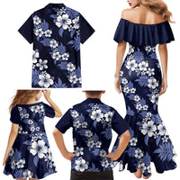 Hawaiian Hibiscus Tribal Floral Blue Family Matching Mermaid Dress and Hawaiian Shirt Polynesian Tapa Pattern LT01 - Polynesian Pride