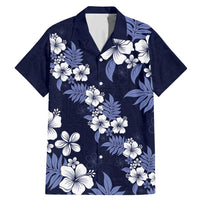 Hawaiian Hibiscus Tribal Floral Blue Family Matching Mermaid Dress and Hawaiian Shirt Polynesian Tapa Pattern LT01 Dad's Shirt - Short Sleeve Blue - Polynesian Pride