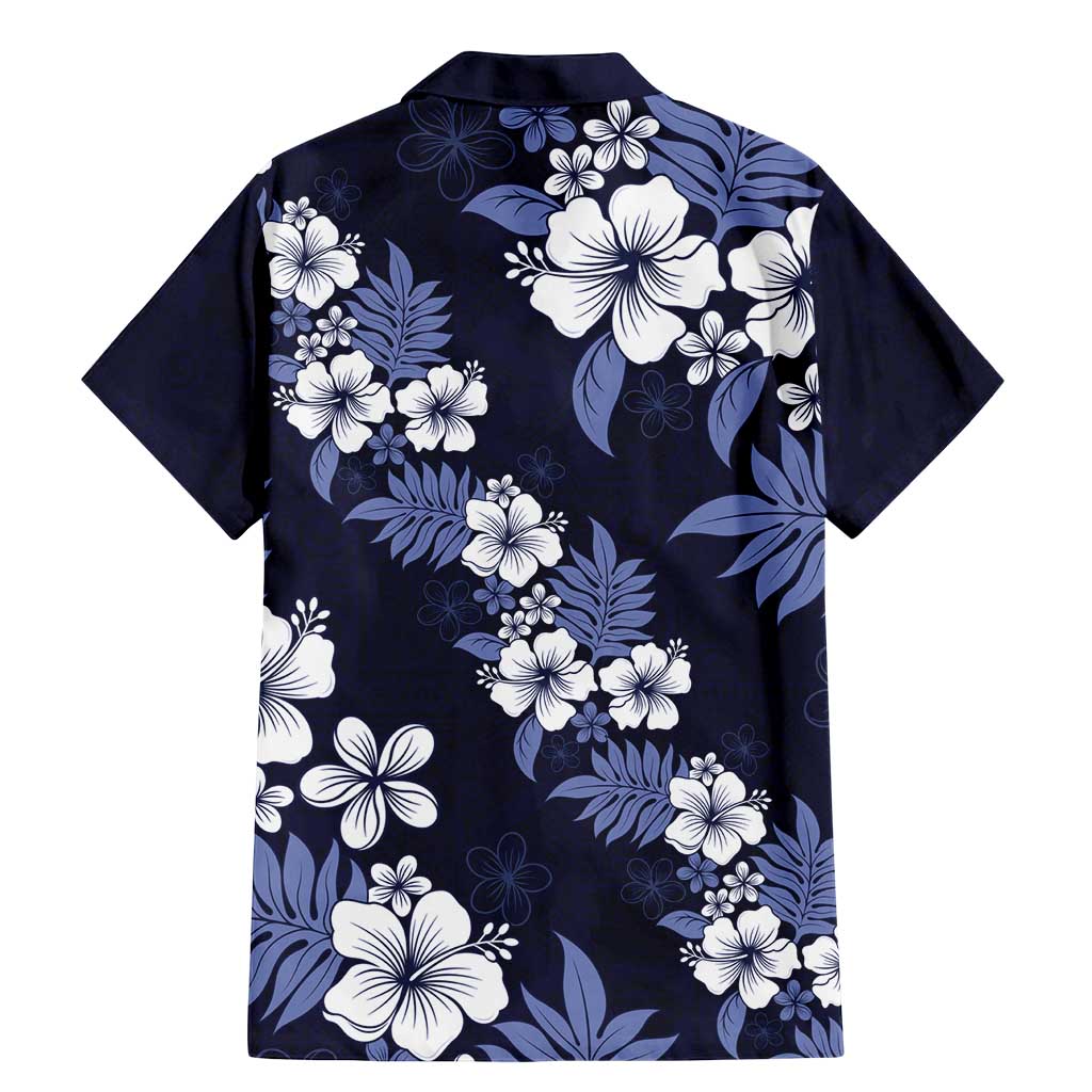 Hawaiian Hibiscus Tribal Floral Blue Family Matching Mermaid Dress and Hawaiian Shirt Polynesian Tapa Pattern LT01 - Polynesian Pride