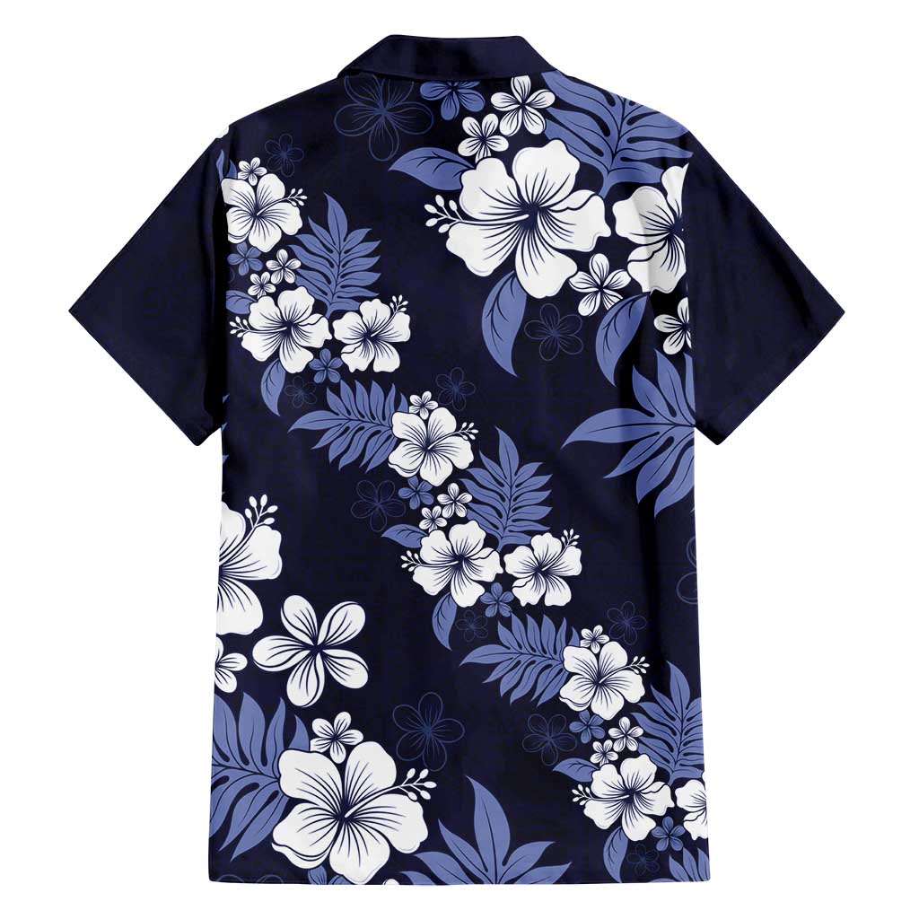 Hawaiian Hibiscus Tribal Floral Blue Family Matching Summer Maxi Dress and Hawaiian Shirt Polynesian Tapa Pattern LT01 - Polynesian Pride