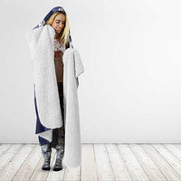Hawaiian Hibiscus Tribal Floral Blue Hooded Blanket Polynesian Tapa Pattern - Polynesian Pride