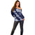 Hawaiian Hibiscus Tribal Floral Blue Off Shoulder Sweater Polynesian Tapa Pattern - Polynesian Pride