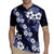 Hawaiian Hibiscus Tribal Floral Blue Rugby Jersey Polynesian Tapa Pattern - Polynesian Pride