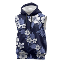 Hawaiian Hibiscus Tribal Floral Blue Sleeveless Hoodie Polynesian Tapa Pattern LT01 Blue - Polynesian Pride