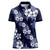 Hawaiian Hibiscus Tribal Floral Blue Women Polo Shirt Polynesian Tapa Pattern - Polynesian Pride