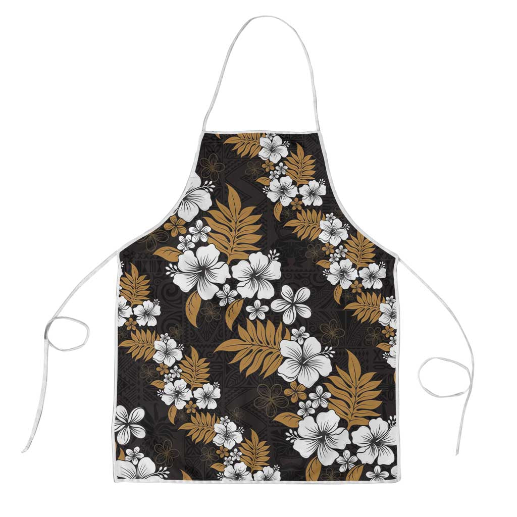 Hawaiian Hibiscus Tribal Floral Brown Apron Polynesian Tapa Pattern LT01 Brown - Polynesian Pride