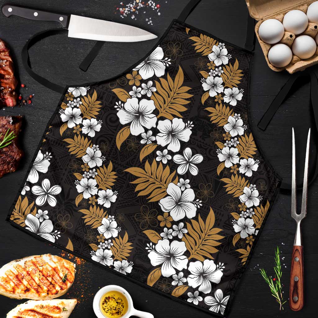 Hawaiian Hibiscus Tribal Floral Brown Apron Polynesian Tapa Pattern LT01 Brown - Polynesian Pride