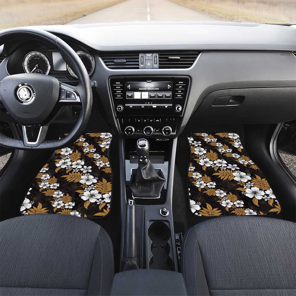 Hawaiian Hibiscus Tribal Floral Brown Car Mats Polynesian Tapa Pattern - Polynesian Pride