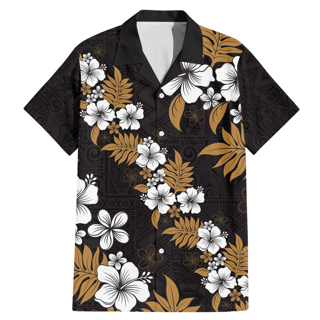 Hawaiian Hibiscus Tribal Floral Brown Family Matching Mermaid Dress and Hawaiian Shirt Polynesian Tapa Pattern LT01 Dad's Shirt - Short Sleeve Brown - Polynesian Pride