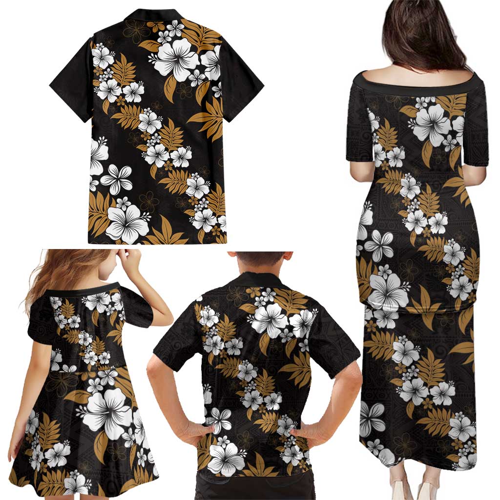 Hawaiian Hibiscus Tribal Floral Brown Family Matching Puletasi and Hawaiian Shirt Polynesian Tapa Pattern LT01 - Polynesian Pride