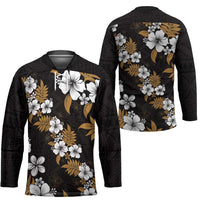 Hawaiian Hibiscus Tribal Floral Brown Hockey Jersey Polynesian Tapa Pattern - Polynesian Pride