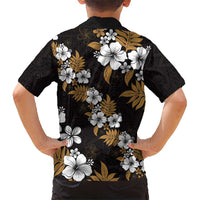 Hawaiian Hibiscus Tribal Floral Brown Kid Hawaiian Shirt Polynesian Tapa Pattern LT01 - Polynesian Pride