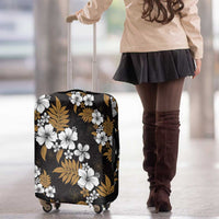 Hawaiian Hibiscus Tribal Floral Brown Luggage Cover Polynesian Tapa Pattern - Polynesian Pride