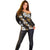 Hawaiian Hibiscus Tribal Floral Brown Off Shoulder Sweater Polynesian Tapa Pattern - Polynesian Pride