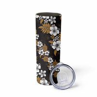 Hawaiian Hibiscus Tribal Floral Brown Skinny Tumbler Polynesian Tapa Pattern LT01 - Polynesian Pride