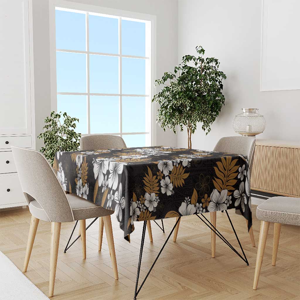 Hawaiian Hibiscus Tribal Floral Brown Tablecloth Polynesian Tapa Pattern - Polynesian Pride