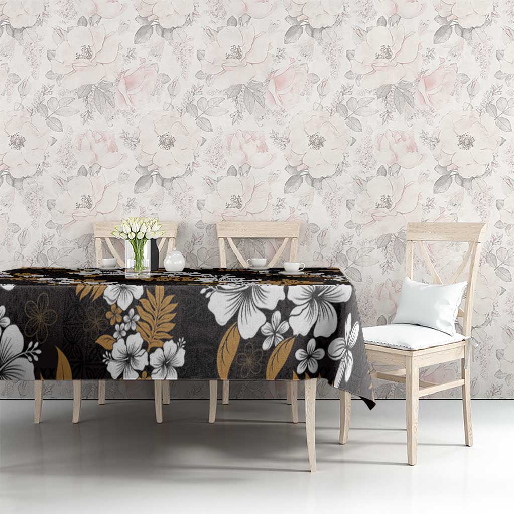 Hawaiian Hibiscus Tribal Floral Brown Tablecloth Polynesian Tapa Pattern - Polynesian Pride